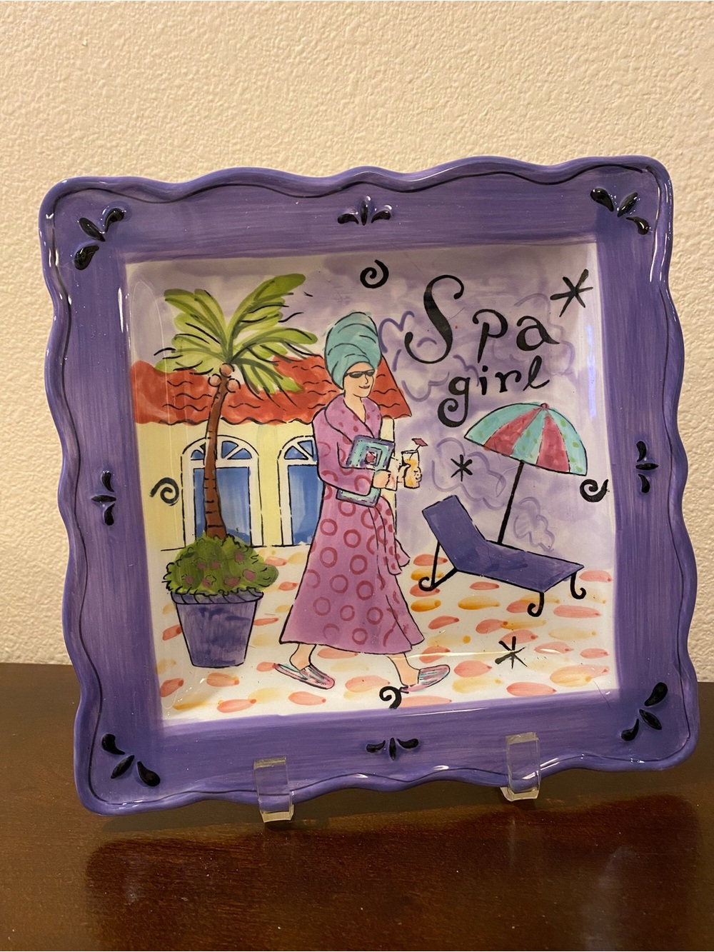 Certified International Jennifer Brinley Spa Girl 9" Plate Trinket Dish Resort